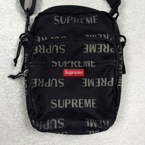 Rare Authentic Supreme FW16 3M Reflective Repeat Black Shoulder Bag Streetwear - Picture 2 of 16